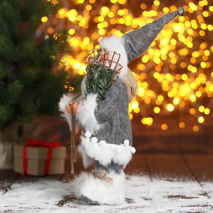 Дед Мороз "В сером тулупе со снегоступами" 30 см - фото 1908587770