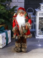 Дед Мороз под ёлку «Зимнее волшебство. Новогодняя игрушка в красной шубке с веточками», 45 см - Фото 1