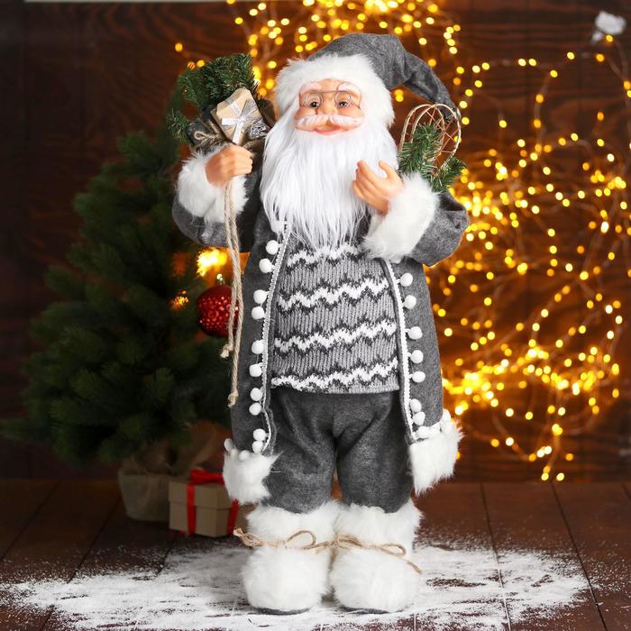 Дед Мороз "В сером тулупе со снегоступами" 60 см - Фото 1