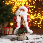 Дед Мороз "В красной шубке в ёлочках с подарками" двигается, 30 см - фото 108443242