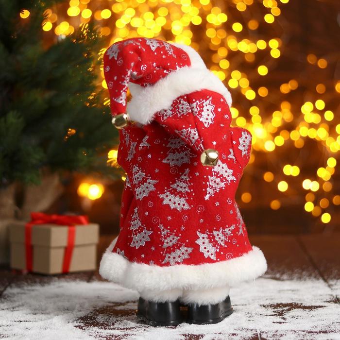Дед Мороз "В красной шубке в ёлочках с подарками" двигается, 30 см - фото 1908587815