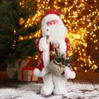 Дед Мороз "В красной шубке в ёлочках с подарками" двигается, 20х40 см - Фото 1