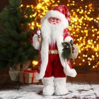 Дед Мороз "В красной шубке в ёлочках с подарками" двигается, 23х45 см - фото 9045101