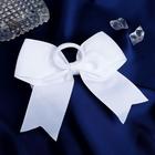 Резинка для волос "Двойной бантик с бусинками" 10х9,5 см, белый (комплект 6 шт) - фото 23330801