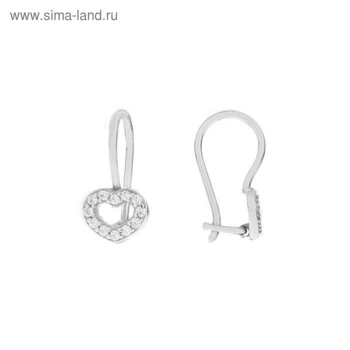 Серьги «Детские» сердечко, посеребрение - Фото 1