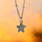 Кулон "Звезда", цвет белый в серебре, 45 см - фото 25617044