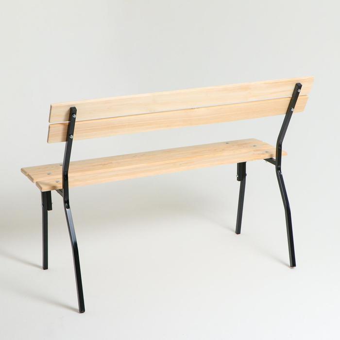 Садовая скамейка "Хит" деревянная со спинкой, металлические ножки, 1.2х0.33х0.45 м, уличная - фото 1907129468