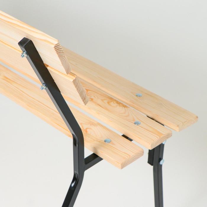 Садовая скамейка "Хит" деревянная со спинкой, металлические ножки, 1.2х0.33х0.45 м, уличная - фото 1907129469