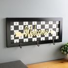 Настенные крючки декоративные дерево «Шахматка. Welcome», панно, 16.5×37×3.3 см 5053093