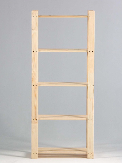 Стеллаж деревянный, 5 полок, 150×64×28 см, сосна, напольный