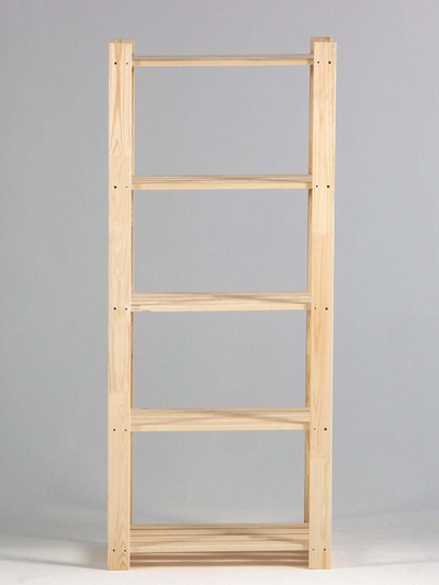 Стеллаж деревянный, 5 полок, 150×64×37.5 см, хвоя, напольный