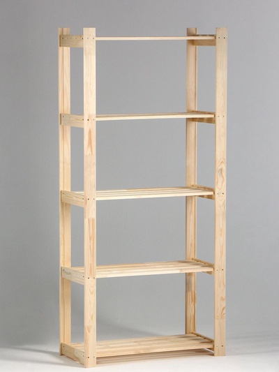 Стеллаж деревянный, 5 полок, 170×74×37.5 см, хвоя, усиленный, напольный, «Добропаровъ»