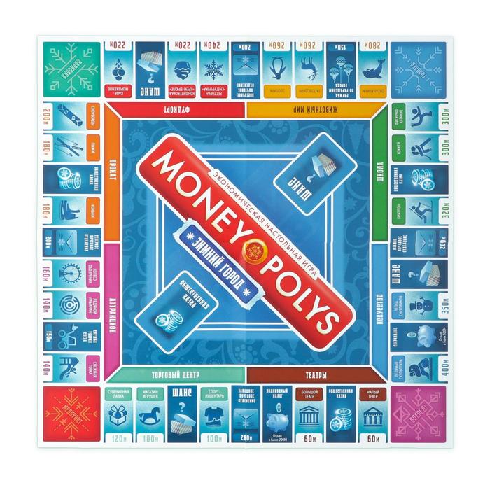 Новогодняя настольная игра «Новый год: MONEY POLYS. Зимний город», 60 карт, 2 кубика, 6 фишек, 10+ - фото 1908588011
