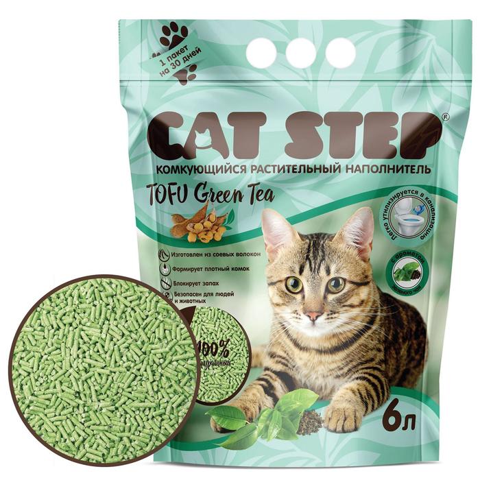 Наполнитель для кошачьих туалетов Cat Step Tofu Green Tea 6L, растительный комкующийся