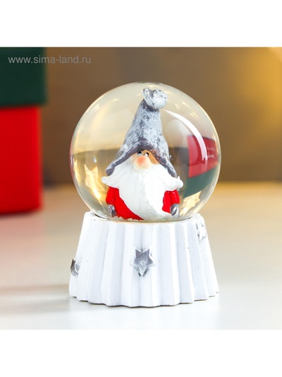 Снежный шар новогодний стеклянный «Дед Мороз в колпаке войлочном», d=4.5 см, 6×4.5×4.5 см