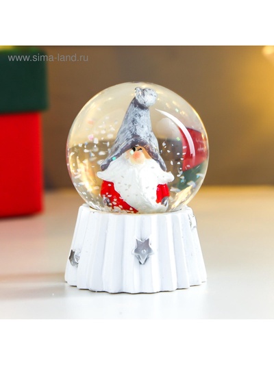 Снежный шар новогодний стеклянный «Дед Мороз в колпаке войлочном», d=4.5 см, 6×4.5×4.5 см