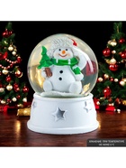 Снежный шар новогодний стеклянный «Снеговик в шапке-ушанке, с ёлкой», d=6.5 см, 8×6.5×6.5 см - Фото 2