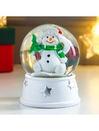 Снежный шар новогодний стеклянный «Снеговик в шапке-ушанке, с ёлкой», d=6.5 см, 8×6.5×6.5 см - Фото 3