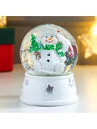 Снежный шар новогодний стеклянный «Снеговик в шапке-ушанке, с ёлкой», d=6.5 см, 8×6.5×6.5 см - Фото 4