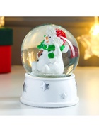 Снежный шар новогодний стеклянный «Снеговик в шапке-ушанке, с ёлкой», d=6.5 см, 8×6.5×6.5 см - Фото 5