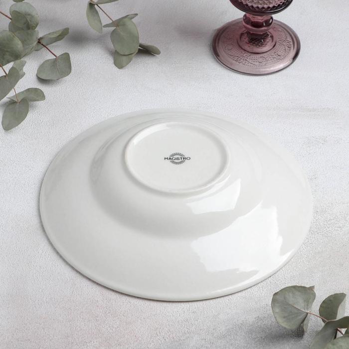Тарелка фарфоровая для пасты Magistro «Сиам», 270 мл, d=22 см, цвет серый - фото 1885055462