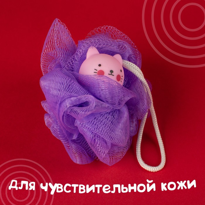 Игрушка-мочалка для купания, детская «Котенок», цвет МИКС - фото 1886515737