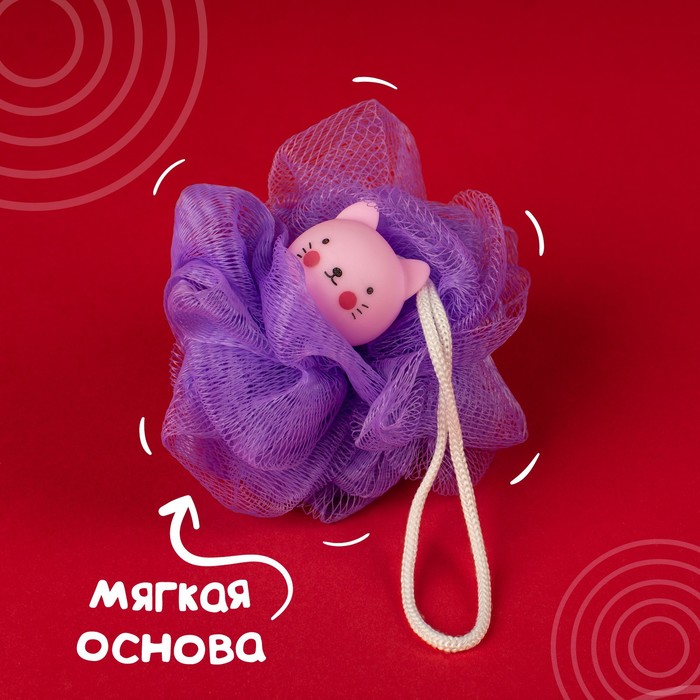 Игрушка-мочалка для купания, детская «Котенок», цвет МИКС - фото 1886515739