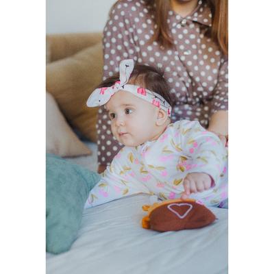 Повязка на голову для мамы и дочки M&B «Family look: фламинго» 2 шт., белый