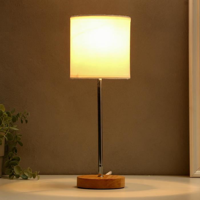 Лампа настольная 16011/1 E14 40 Вт дерево-хром 12.5×12.5×42 см RISALUX - Фото 1