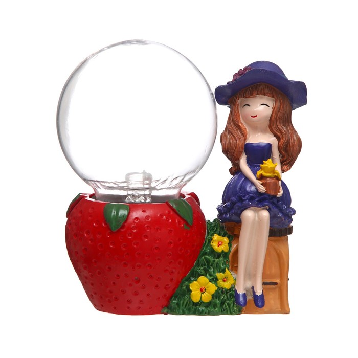Плазменный шар "Девочка с клубничкой" 14х9х16 см RISALUX - фото 1887997971