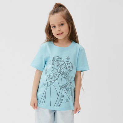 Футболка для девочки KAFTAN «Принцессы», бирюзовый, размер 34, рост 122-128 см
