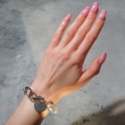 Браслет жемчуг "Цепь" сердечко, тоггл, цвет белый в серебре,L=17см - фото 27047732