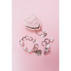 Браслет жемчуг "Цепь" сердечко, тоггл, цвет белый в серебре,L=17см - фото 27047733