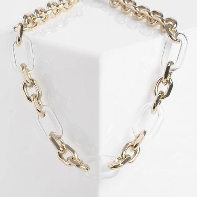 Колье «Цепь» полупрозрачные вставки, цвет золото, L=50 см