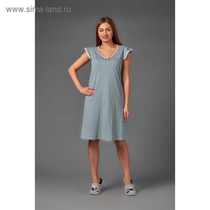 Ночная сорочка женская , цвет серый/принт горох, размер 46 - Фото 1