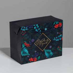 Пакет-коробка «Новогодняя ботаника», 23 × 18 × 11 см Ош