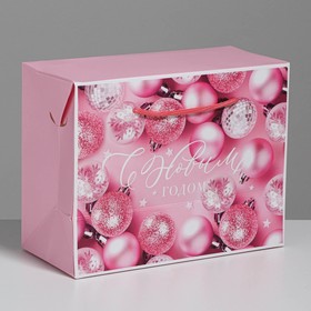 Пакет-коробка «Розовые шары», 23 × 18 × 11 см