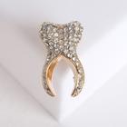 Брошь «Зуб» кристальный, цвет белый в золоте - Фото 1