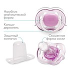 Соска - пустышка силиконовая ортодонтическая M&B, от 6 мес., с колпачком, фиолетовый - Фото 2