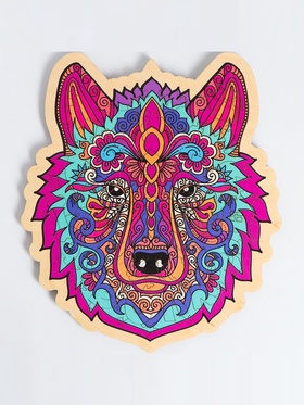 Деревянный пазл в рамке «Волк» 29×25 см