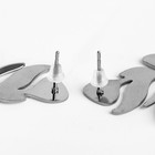 Серьги металл "Атмосфера" пальмовый узор, цвет серый - фото 25315401