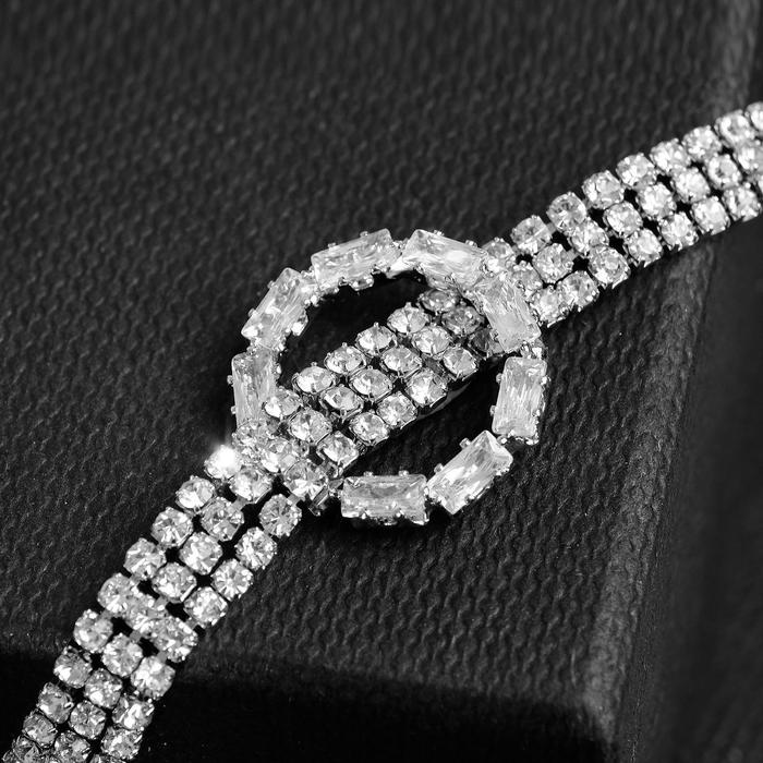 Колье-чокер «Симфония» с кольцом, цвет белый в серебре, 30 см - Фото 1