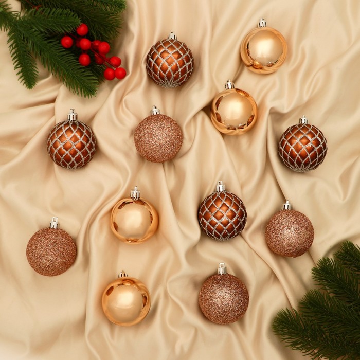 Ёлочные игрушки «Ларго», шары новогодние, d=6 см, набор 12 шт., серый - Фото 1