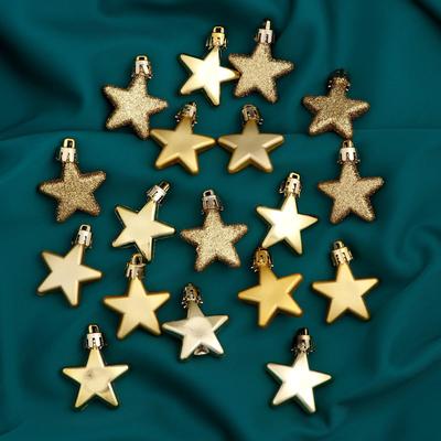 Украшение ёлочное "Сияющая звезда" (набор 18 шт) 4 см золотой