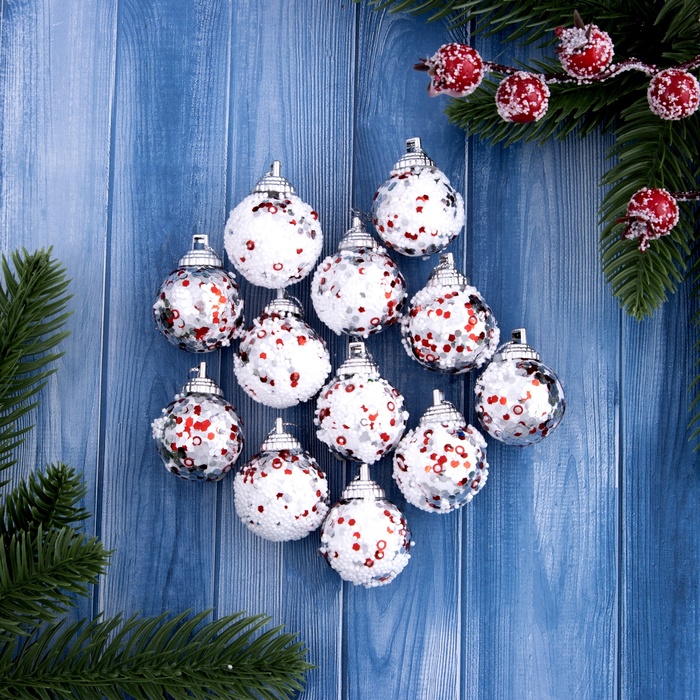 Ёлочные игрушки «Волшебный перелив», шары новогодние, набор 12 шт., d=3 см - Фото 1
