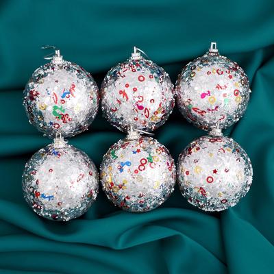 Набор шаров пластик d-6 см, 6 шт "Снежный перелив"