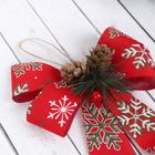 Украшение ёлочное "Бантик с шишечками" (набор 2 шт) 13,5х17,5 см, красный - фото 23673599