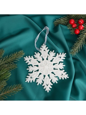 Ёлочная игрушка «Зимнее волшебство. Морозная снежинка», 13 см, белый (комплект 2 шт)