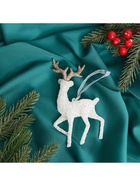 Ёлочная игрушка «Зимнее волшебство. Морозный олень», 7×15 см, бело-золотой - Фото 2