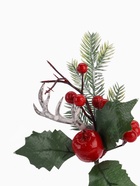 Еловая ветка декоративная «Зимнее волшебство. Очарование», красное яблоко, ягоды, хвоя, 20 см - фото 60090501